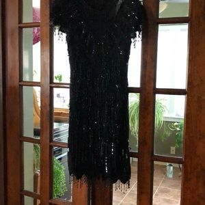 Vintage Laurence Kazar bead & sequin party dress
